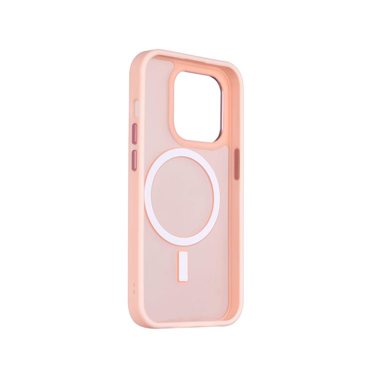 Funda transparente MagSafe iPhone 13 Pro Max borde de color (rosa)